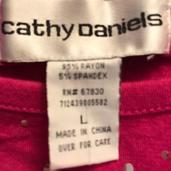 Cathy Daniel’s size large pink 3/4 sleeve tee silver bling, oversized - Picture 2 of 12